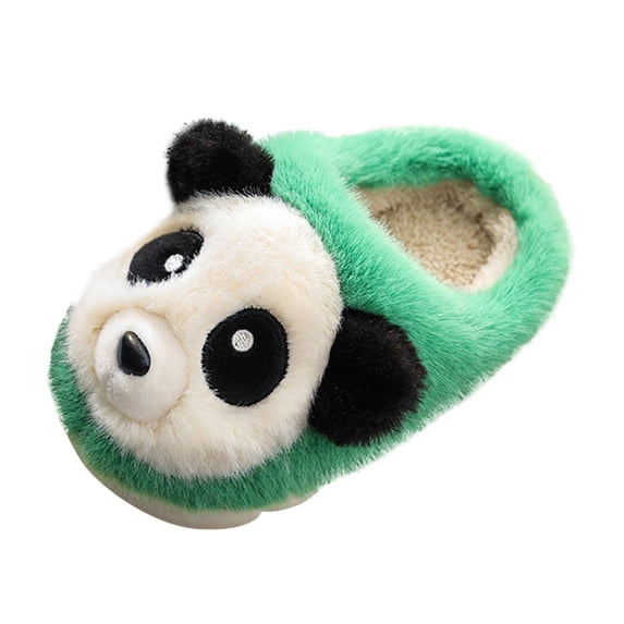 GobdXE Cute Cartoon Panda Kids Fuzzy Slide Slippers Open Back Warm Indoor House Slippers for Home Wear Size:12-18 Months