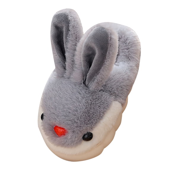 GobdXE Cute Cartoon Rabbit Kids Fuzzy Slide Slippers Open Back Warm Indoor House Slippers for Home Wear Size:9