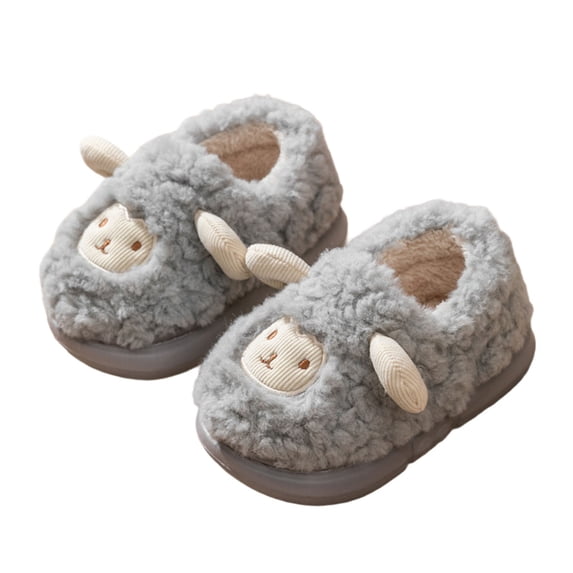 GobdXE Cute Cartoon Sheep Kids Fuzzy Closed Back Slippers Warm Indoor House Slippers for Home Wear Size:4-4.5 Years