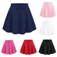 thumbnail image 1 of GobdXE Front Bow Decor Full Elastic Waist Circular Cut Flare Skort Built In Anti Exposure Lining Back To School Uniform Bottom for Girls 5-6 Years,Navy, 1 of 4