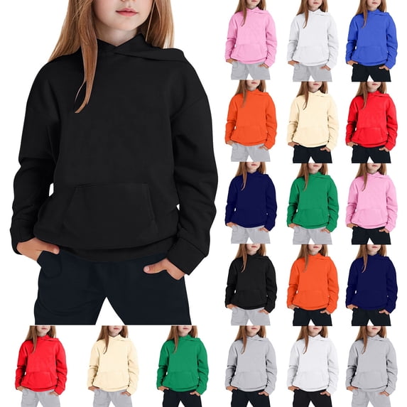 GobdXE Girls 2 Piece Plain Solid Hoodie Jogger Pants Basic Casual Fall Winter Sweatsuit 3-4 Years,Pink