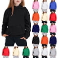 thumbnail image 1 of GobdXE Girls 2 Piece Plain Solid Hoodie Jogger Pants Basic Casual Fall Winter Sweatsuit 4-5 Years,Navy, 1 of 8