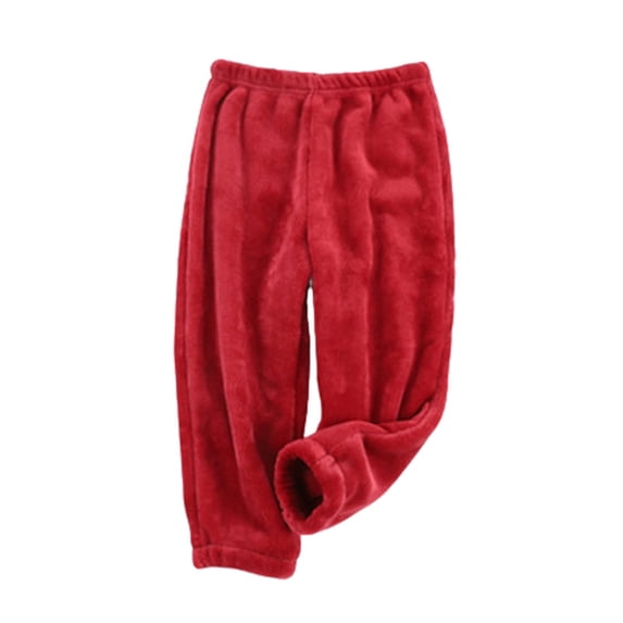 GobdXE Girls Boys Sweatpants Solid Warm Flannel Fuzzy Polyester Size:6-7 Years