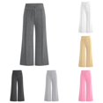 thumbnail image 1 of GobdXE Girls High Waist Drawstring Vertical Seam Wide Leg Sweatpants Solid Casual Back to School Daily Trousers Grey2,11-12 Years, 1 of 7
