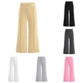 thumbnail image 1 of GobdXE Girls High Waist Drawstring Vertical Seam Wide Leg Sweatpants Solid Casual Back to School Daily Trousers Khaki,9-10 Years, 1 of 7