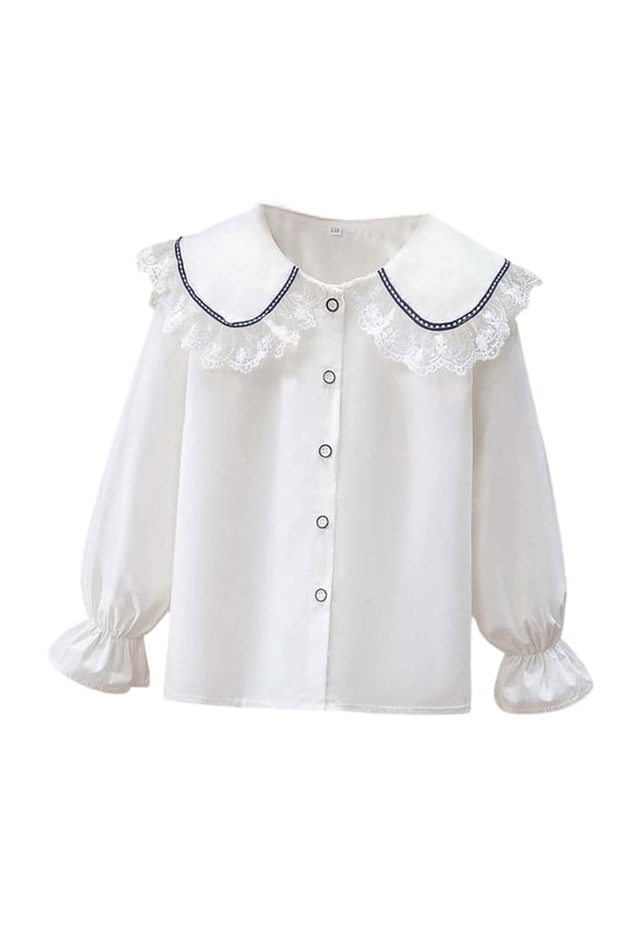 GobdXE Girls Kids Toddler Solid Long Sleeve Ruffled Blouse with Bow Accents Color:Black,Size:3-4 Years