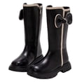 thumbnail image 1 of GobdXE Girls Knee High Riding Boots Colorblock Trim Bow Side Zipper Kids Shoes Black,4-4.5 Years, 1 of 6
