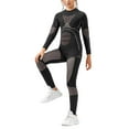 thumbnail image 1 of GobdXE Girls Seamless Compression Workout Set 2Pcs Long Sleeve Top High Waist Leggings Athletic Base Layer Outfit Size:L, 1 of 5