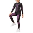 thumbnail image 1 of GobdXE Girls Seamless Compression Workout Set 2Pcs Long Sleeve Top High Waist Leggings Athletic Base Layer Outfit Size:S, 1 of 5