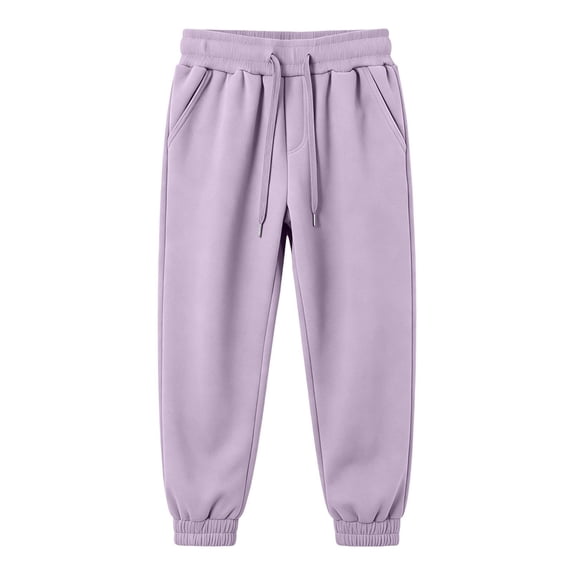GobdXE Girls' Solid Jogger Sweatpants with Drawstring Elastic Waist and Pockets Purple,8-9 Years