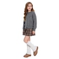 thumbnail image 1 of GobdXE Girls Solid Round Neck Relax Long Sleeve Rib Hem Casual Knit Pullover Grey,9-10 Years, 1 of 5