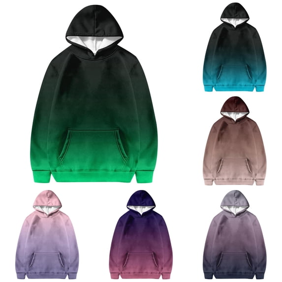 GobdXE Gradient Tie Dye Kids Girls Hooded Sweatshirt Kangaroo Pocket Long Sleeve Pullover Hoodie Casual Everyday Outfit B,3-4 Years
