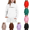 thumbnail image 1 of GobdXE Kids 2 Piece Fall Winter Long Sleeve Hoodie and Drawstring Long Jogger Pants Handwritten California Signature Print Tracksuit Set 3-4 Years,White, 1 of 4