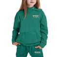 thumbnail image 1 of GobdXE Kids 2 Piece Fall Winter Tracksuit Colorful Heart and Letter Print Pullover Hoodie with Front Pocket and Drawstring Jogger Pants Casual Girls Clothing Set 12-13 Years,Dark Green, 1 of 3