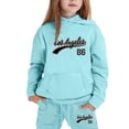 thumbnail image 1 of GobdXE Kids 2 Piece Fall Winter Tracksuit Los Angeles 86 Script Letter Print Pullover Hoodie with Kangaroo Pocket and Drawstring Jogger Pants Casual Children Clothing Set 3-4 Years,Sky Blue, 1 of 3