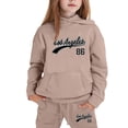 thumbnail image 1 of GobdXE Kids 2 Piece Fall Winter Tracksuit Los Angeles 86 Script Letter Print Pullover Hoodie with Kangaroo Pocket and Drawstring Jogger Pants Casual Children Clothing Set 3-4 Years,Khaki, 1 of 3