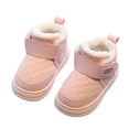 thumbnail image 1 of GobdXE Kids Ankle Snow Boots Solid Quilted Hook and Loop Fleece Lined Non Slip Winter Boots Pink,2.5-3 Years, 1 of 9