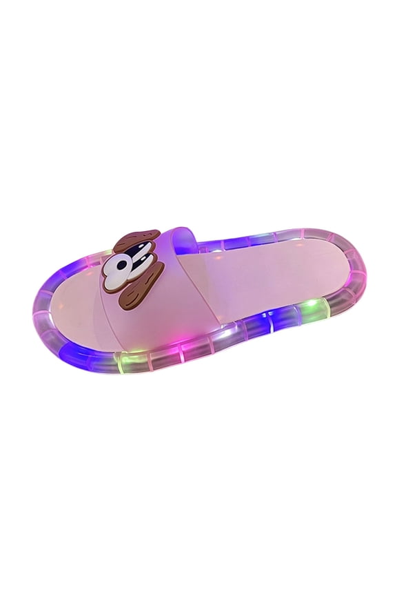 GobdXE Kids Cartoon LED Light Up Slides Non Slip Transparent Glow Sole Summer Shower Slippers Size:5-5.5 Years