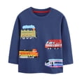 thumbnail image 1 of GobdXE Kids Cotton Long Sleeve Top Cartoon Multiple Trains Graphic Crew Neck Casual Daily Boys Shirt Blue,6-7 Years, 1 of 6