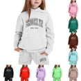 thumbnail image 1 of GobdXE Kids Girls 2 Piece Tracksuit Classic Brooklyn New York Letter Print Hoodie Jogger Pants Warm Daily School Clothing Set 12-13 Years,White, 1 of 4