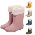 thumbnail image 1 of GobdXE Kids Rain Boots Solid Warm Plush Lined Waterproof Non Rubber Tall Rain Shoes Insulated for Winter Outdoor Snow Play Size:7-8 Years,Red, 1 of 4