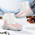 thumbnail image 1 of GobdXE Kids Snow Boots Girls Winter Boots Iridescent Shiny Fur Lined Chunky Sole Waterproof Boots Pink,5-5.5 Years, 1 of 3