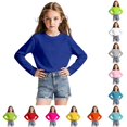 thumbnail image 1 of GobdXE Kids Solid Round Neck Soft Cotton Long Sleeve Everyday Pullover Tee, 1 of 9