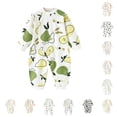 thumbnail image 1 of GobdXE Leaf Print Wrap Long Sleeve Baby Romper Side Snap Soft Cotton Onesie Size:6-9 Months, 1 of 3