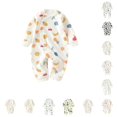 thumbnail image 1 of GobdXE Leaf Print Wrap Long Sleeve Baby Romper Side Snap Soft Cotton Onesie Size:6-9 Months, 1 of 3