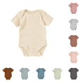 thumbnail image 1 of GobdXE Ribbed Short Sleeve Baby Solid Bodysuit Soft Cotton Snap Crotch Basic Onesie Size:6-12 Months, 1 of 4