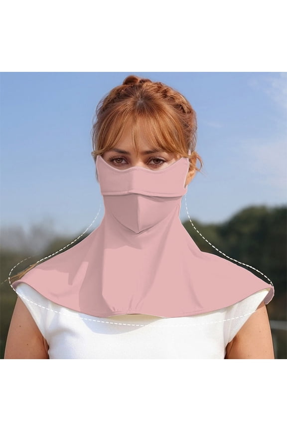 GobdXE Solid Adult Summer UV Sun Protection Full Face Neck Shoulder Face Covering Extended Brim Eye Shield Adjustable Ear Loops Breathable Outdoor Sports Face Wrap Size:One Size