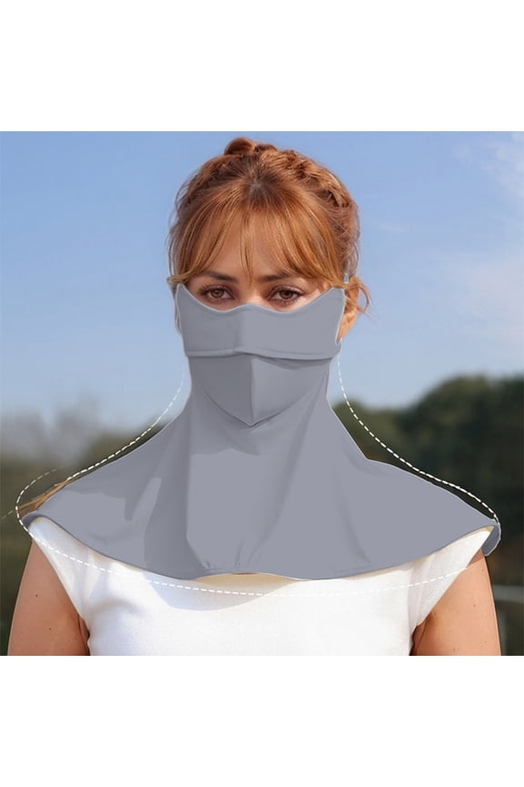 GobdXE Solid Adult Summer UV Sun Protection Full Face Neck Shoulder Face Covering Extended Brim Eye Shield Adjustable Ear Loops Breathable Outdoor Sports Face Wrap Size:One Size