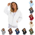 thumbnail image 1 of GobdXE Solid Cotton Blend Girls Zip Up Hoodie Long Sleeve Bubble Sleeve Dual Patch Pocket Loose Casual Children Jacket Sweatshirt,6-7 Years(White), 1 of 5