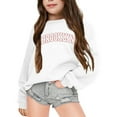 thumbnail image 1 of GobdXE Solid Kids Girls Brooklyn New York Varsity Arch Letter Print Crewneck Sweatshirt Long Sleeve Loose Casual Pullover Fall Street Daily Top White,3-4 Years, 1 of 7