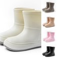 thumbnail image 1 of GobdXE Solid Mid Calf Rain Boots Waterproof Nonâ Thick Platform Sole Short Rain Booties Easy On off Outdoor Mud Boots for Boys Girls Beige,10.5-11 Years, 1 of 3