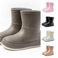 thumbnail image 1 of GobdXE Solid Mid Calf Rain Boots Waterproof Nonâ Thick Platform Sole Short Rain Booties Easy On off Outdoor Mud Boots for Boys Girls Grey,12-13 Years, 1 of 3