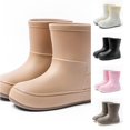 thumbnail image 1 of GobdXE Solid Mid Calf Rain Boots Waterproof Nonâ Thick Platform Sole Short Rain Booties Easy On off Outdoor Mud Boots for Boys Girls Khaki,11.5-12 Years, 1 of 3