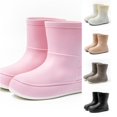 thumbnail image 1 of GobdXE Solid Mid Calf Rain Boots Waterproof Nonâ Thick Platform Sole Short Rain Booties Easy On off Outdoor Mud Boots for Boys Girls Pink,17-18 Years, 1 of 3