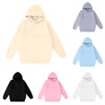thumbnail image 1 of GobdXE Solid Plain Kids Long Sleeve Casual Pullover Hooded Sweatshirt with Kangaroo Pocket Rib Beige,9-10 Years, 1 of 5