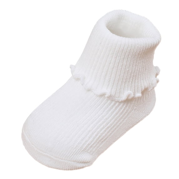 GobdXE Solid Ruffle Frill Baby Girls Ankle Socks Vertical Rib Stretch Cotton Short Socks for Toddler Unisex Size:0-12 Months