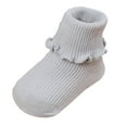 thumbnail image 1 of GobdXE Solid Ruffle Frill Baby Girls Ankle Socks Vertical Rib Stretch Cotton Short Socks for Toddler Unisex Size:12-36 Months, 1 of 5