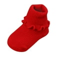 thumbnail image 1 of GobdXE Solid Ruffle Frill Baby Girls Ankle Socks Vertical Rib Stretch Cotton Short Socks for Toddler Unisex Size:3-5 Years, 1 of 5