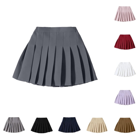 GobdXE Solid Side Elastic Waist Pleated Skort Built In Anti Exposure Lining Back To School Uniform Bottom for Girls 4-5 Years,GY2