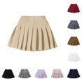thumbnail image 1 of GobdXE Solid Side Elastic Waist Pleated Skort Built In Anti Exposure Lining Back To School Uniform Bottom for Girls 4-5 Years,Khaki, 1 of 8