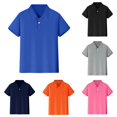 thumbnail image 1 of GobdXE Solid Single Button Placket Short Sleeve Polo Shirt Unisex Kids Back to School Uniform Basic Casual Pullover Tops for Boys Girls 7-8 Years,Blue, 1 of 6