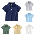 thumbnail image 1 of GobdXE Solid Two Button Placket Edge Stitch Collar Short Sleeve Polo Shirt Unisex Kids Back to School Uniform Basic Casual Pullover Tops for Boys Girls 18-24 Months,Navy, 1 of 3