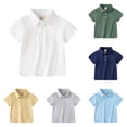 thumbnail image 1 of GobdXE Solid Two Button Placket Edge Stitch Collar Short Sleeve Polo Shirt Unisex Kids Back to School Uniform Basic Casual Pullover Tops for Boys Girls 2-3 Years,White, 1 of 3