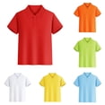 thumbnail image 1 of GobdXE Solid Two Button Placket Reinforced Triangle Stitch Short Sleeve Pique Polo Shirt Unisex Kids Back to School Uniform Basic Casual Pullover Tops for Boys Girls 11-12 Years,RD2, 1 of 3