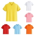 thumbnail image 1 of GobdXE Solid Two Button Placket Reinforced Triangle Stitch Short Sleeve Pique Polo Shirt Unisex Kids Back to School Uniform Basic Casual Pullover Tops for Boys Girls 13-14 Years,Yellow, 1 of 3