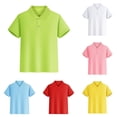 thumbnail image 1 of GobdXE Solid Two Button Placket Reinforced Triangle Stitch Short Sleeve Pique Polo Shirt Unisex Kids Back to School Uniform Basic Casual Pullover Tops for Boys Girls 13-14 Years,Green, 1 of 2